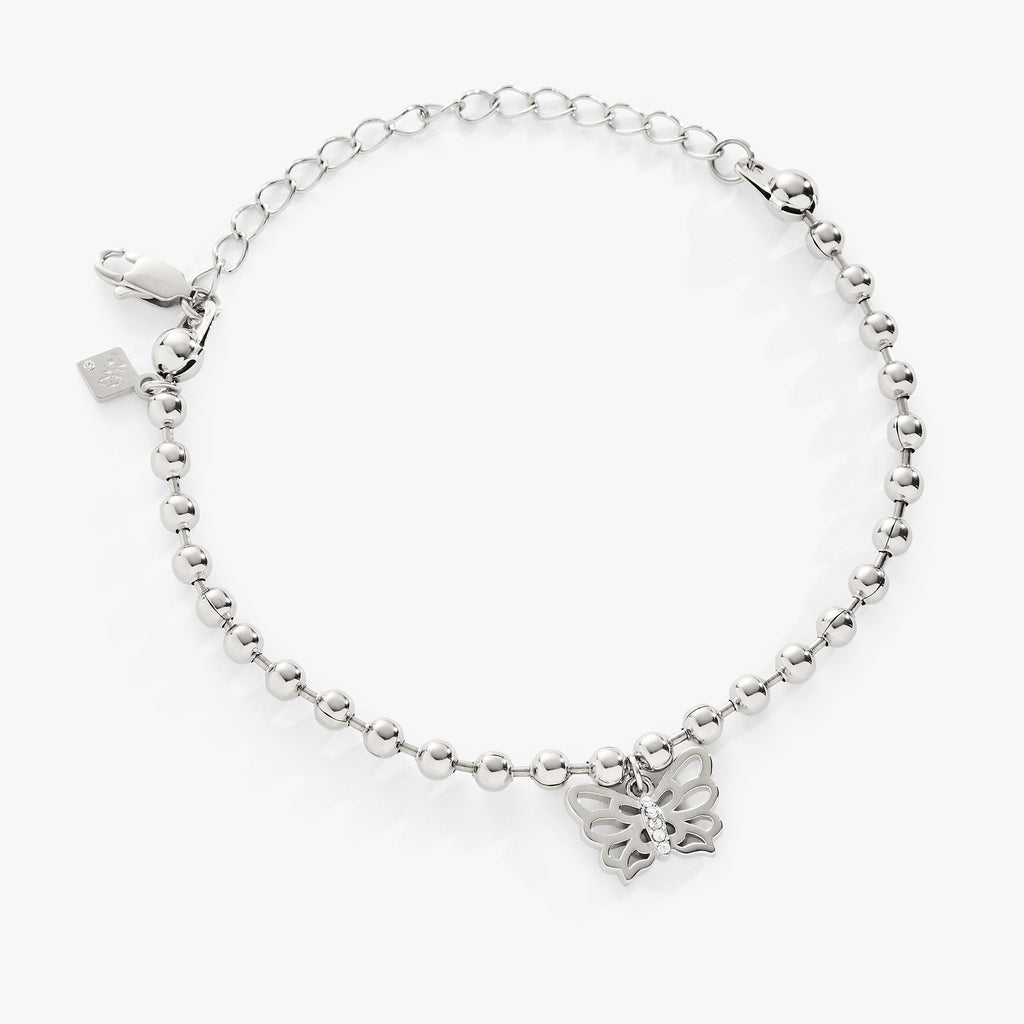 Butterfly Ball Chain Bracelet with Crystal Charm