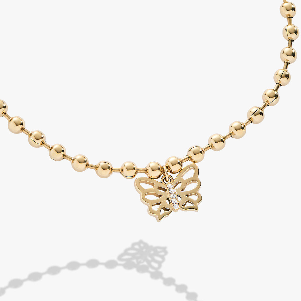 Butterfly Ball Chain Bracelet with Crystal Charm