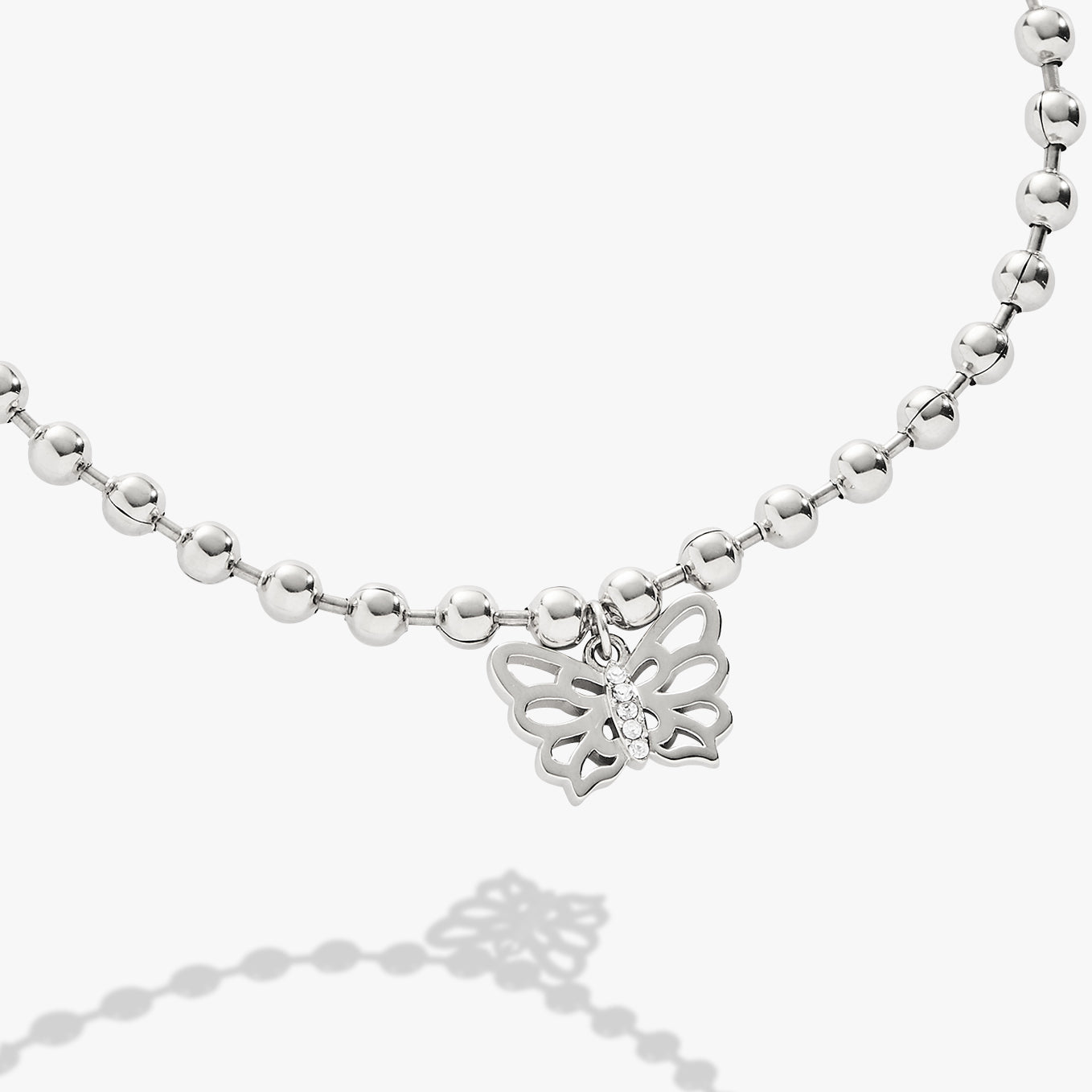 Butterfly Ball Chain Bracelet with Crystal Charm