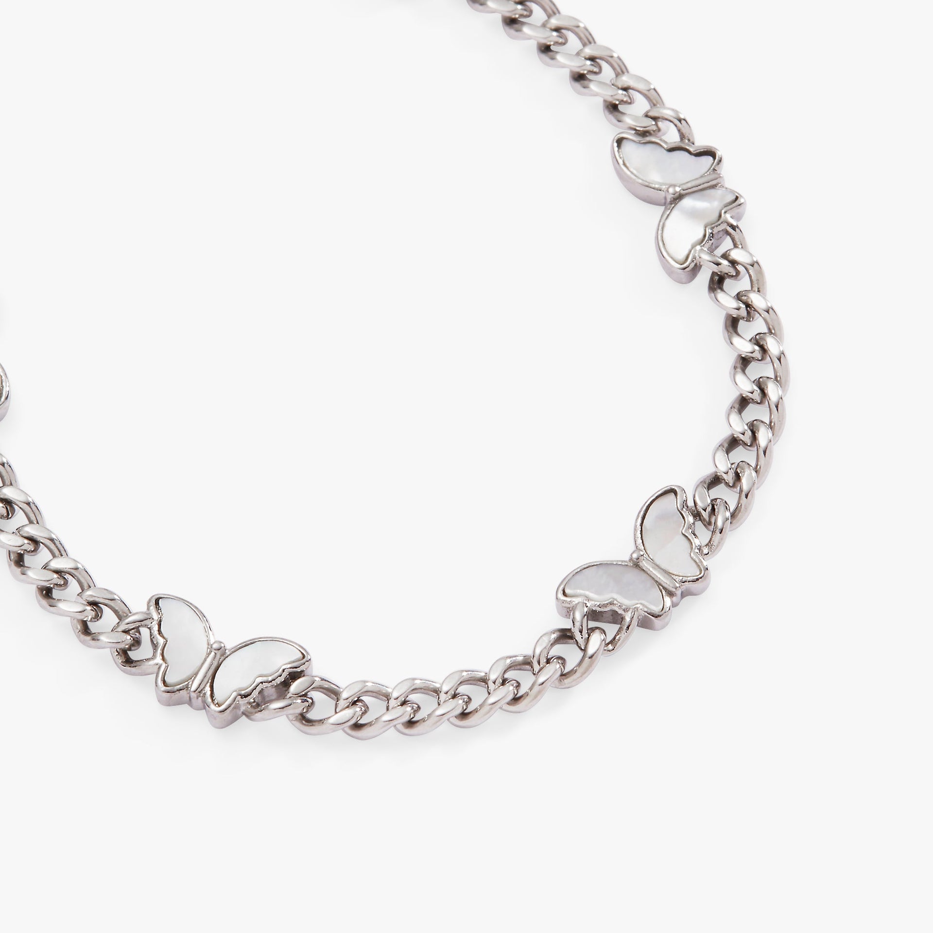 Butterfly Curb Chain Bracelet with Crystal Accents