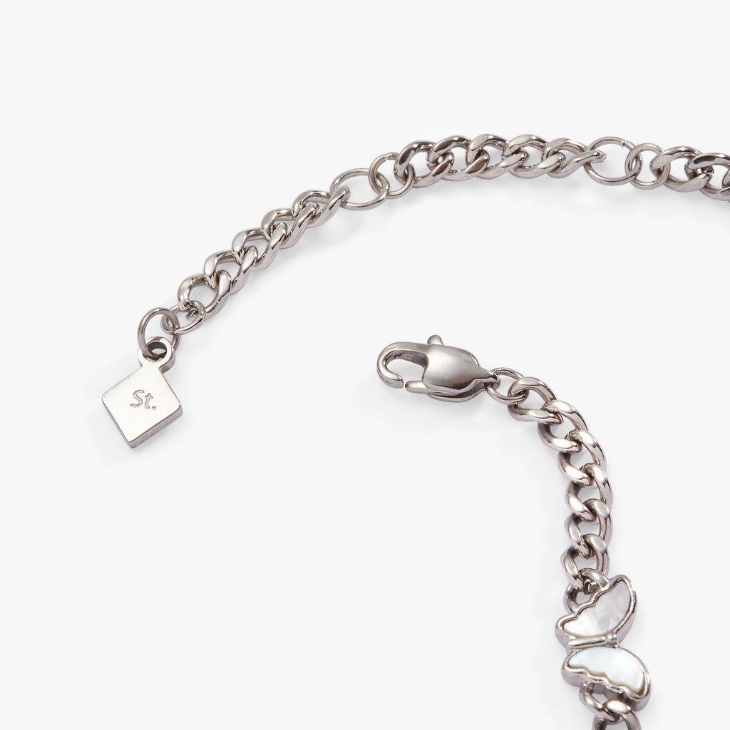 Butterfly Curb Chain Bracelet with Crystal Accents