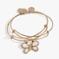 Butterfly Wings Bangle Set - Crystal & Mother of Pearl Duo