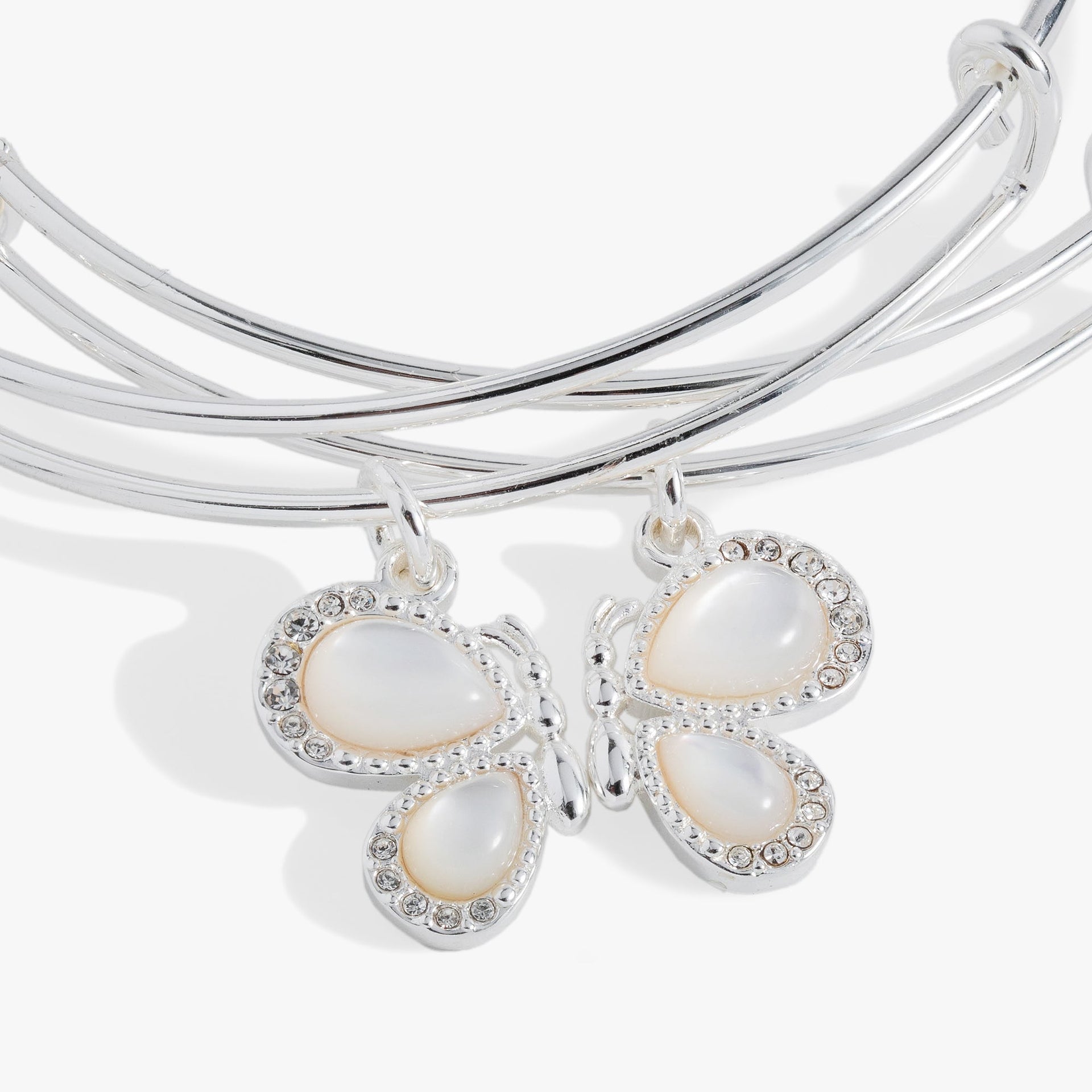 Butterfly Wings Bangle Set - Crystal & Mother of Pearl Duo