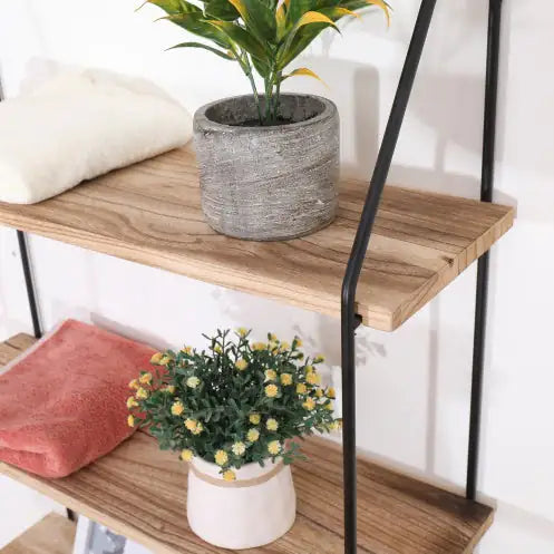 Gardenia Floating Shelf With Metal Brackets, Wall Mounted Rustic Wood Wall Storage, Decorative Hanging Display For Trophy