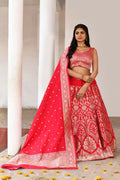 Fuchsia soft pure handloom Banarasi silk lehenga with elegant drape