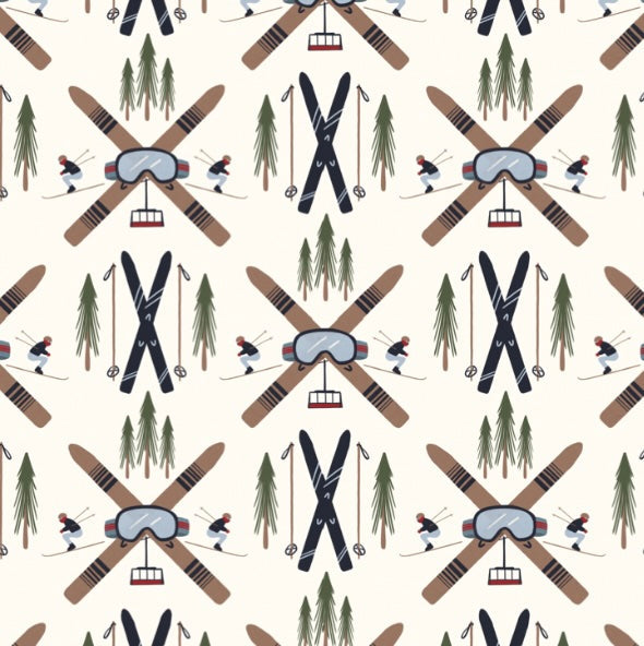 Slopes Geometric Wallpaper in Navy, Brown and Light-Blue
