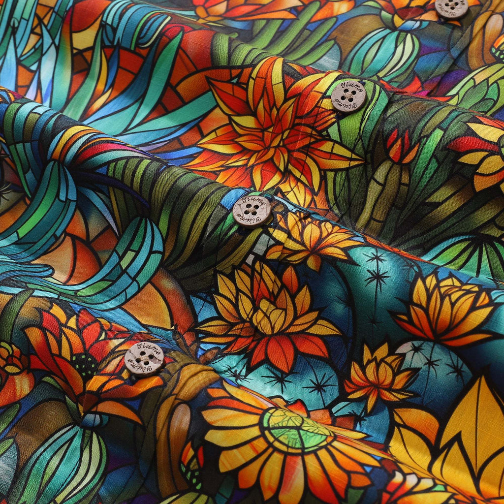 1960s Hawaiian Shirt For Men Colorful Button-down Shirt Short Sleeve 100% Cotton Shirt Beauty Of The Desert By Cigar