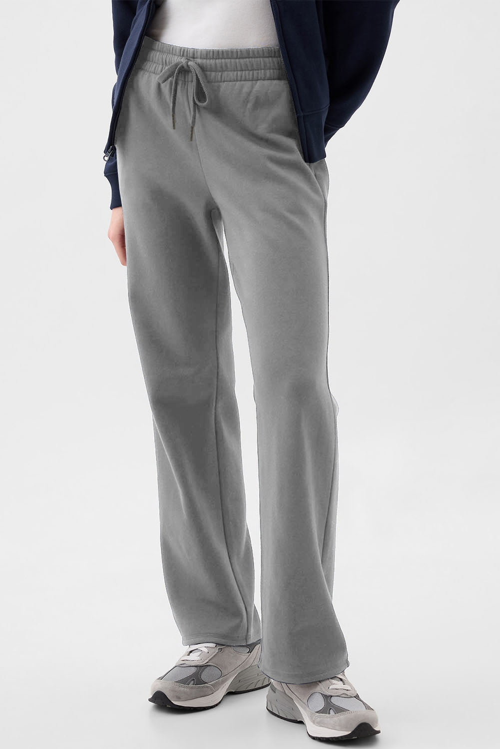 Light Grey Fleece Lined Drawstring Casual Pants