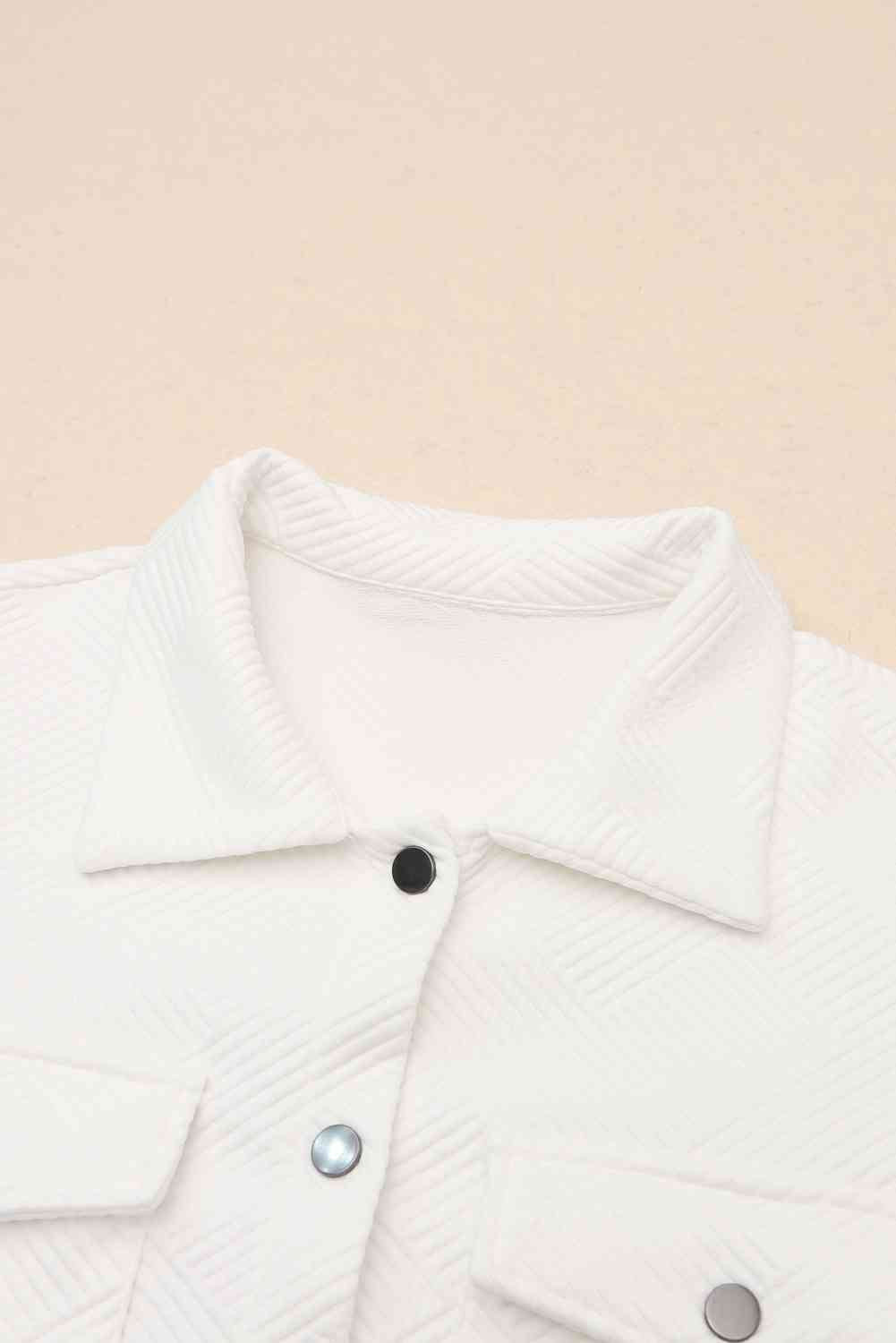 Cloudy Blue Snap-Front Collared Jacket with Pockets
