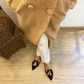 Women's Purple Pointed Toe Suede Flats with Gold Tassel Detail - Image 3