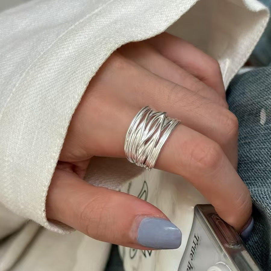 Vintage Baguette Cut CZ Band Ring, Textured Milgrain Edge Plated Silver Statement Ring For Women
