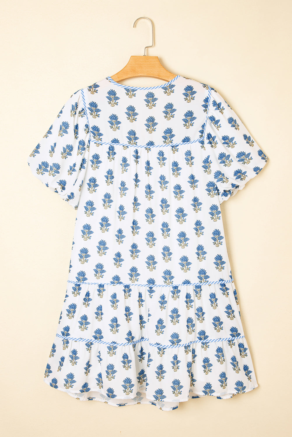Women's Floral Puff Sleeve Mini Dress with Pockets