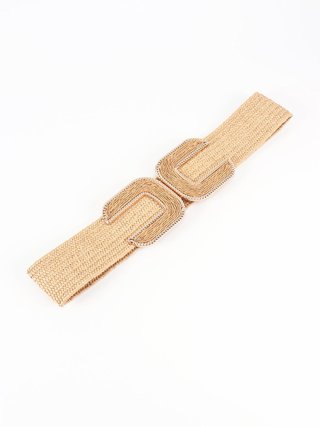Wide Braid Stretch Belt with Statement Buckle in Sage Green