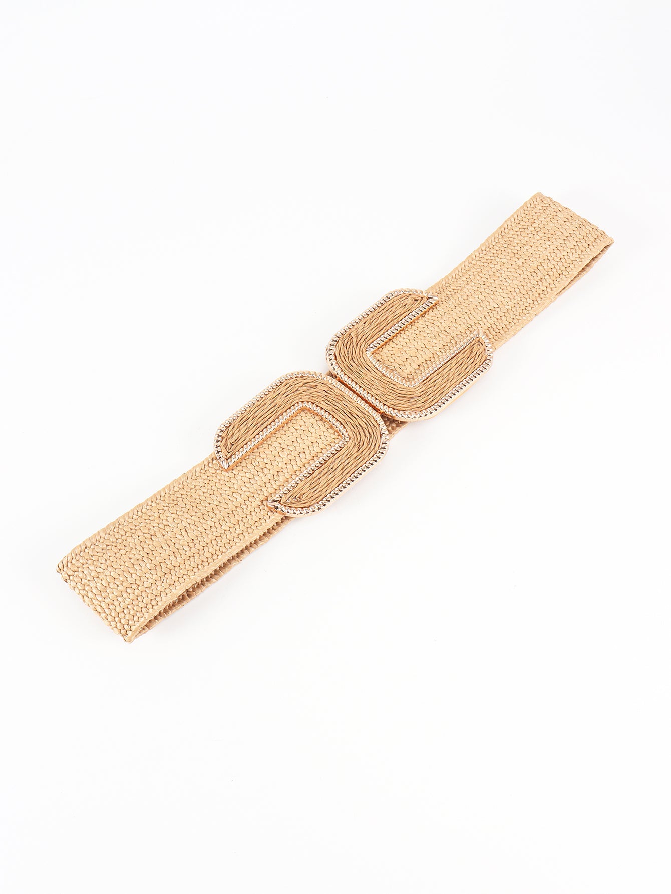 Wide Braid Stretch Belt with Statement Buckle in Sage Green