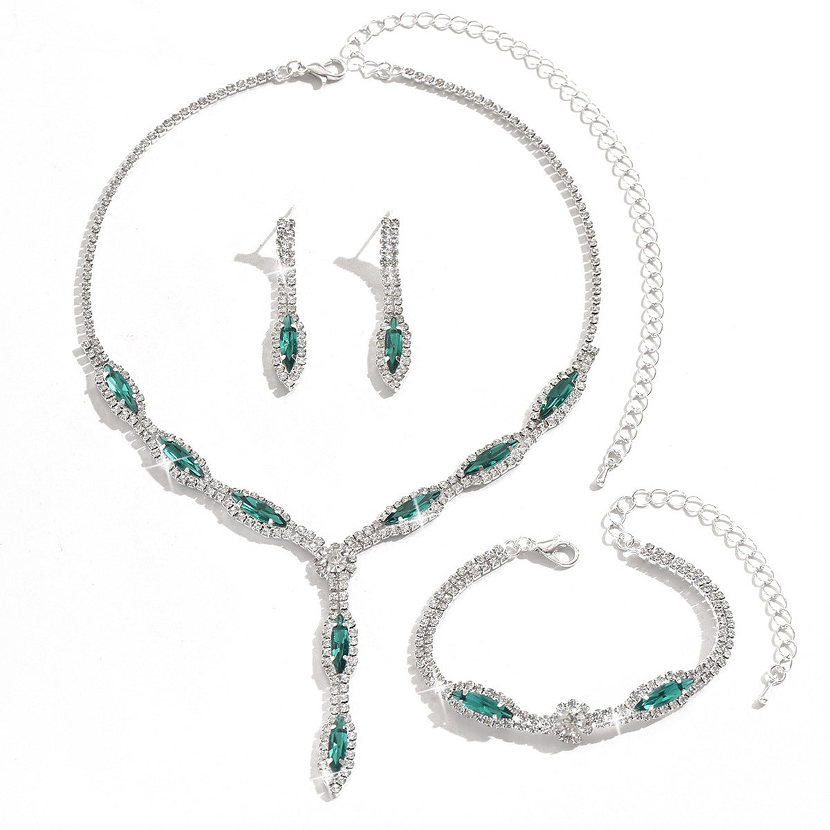 Chinese Wedding Bridal Jewelry Necklace Earrings 3-Piece Suit Banquet Dress Fashion Versatile Elegant Accessories Wholesale