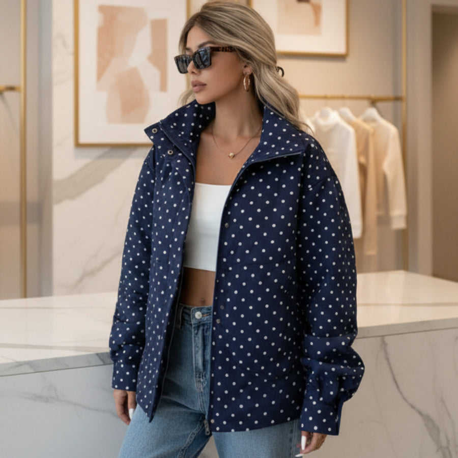 Polka Dot Zip-Up Jacket – Relaxed Fit