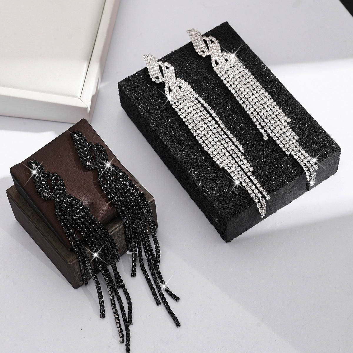 Yiwu Cross-Border Long Tassel Earrings Bride Wedding Dinner Earrings Jewelry Wedding Daily Wear Shiny