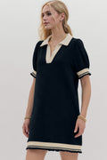 Trendy mini dress with contrast short sleeves
