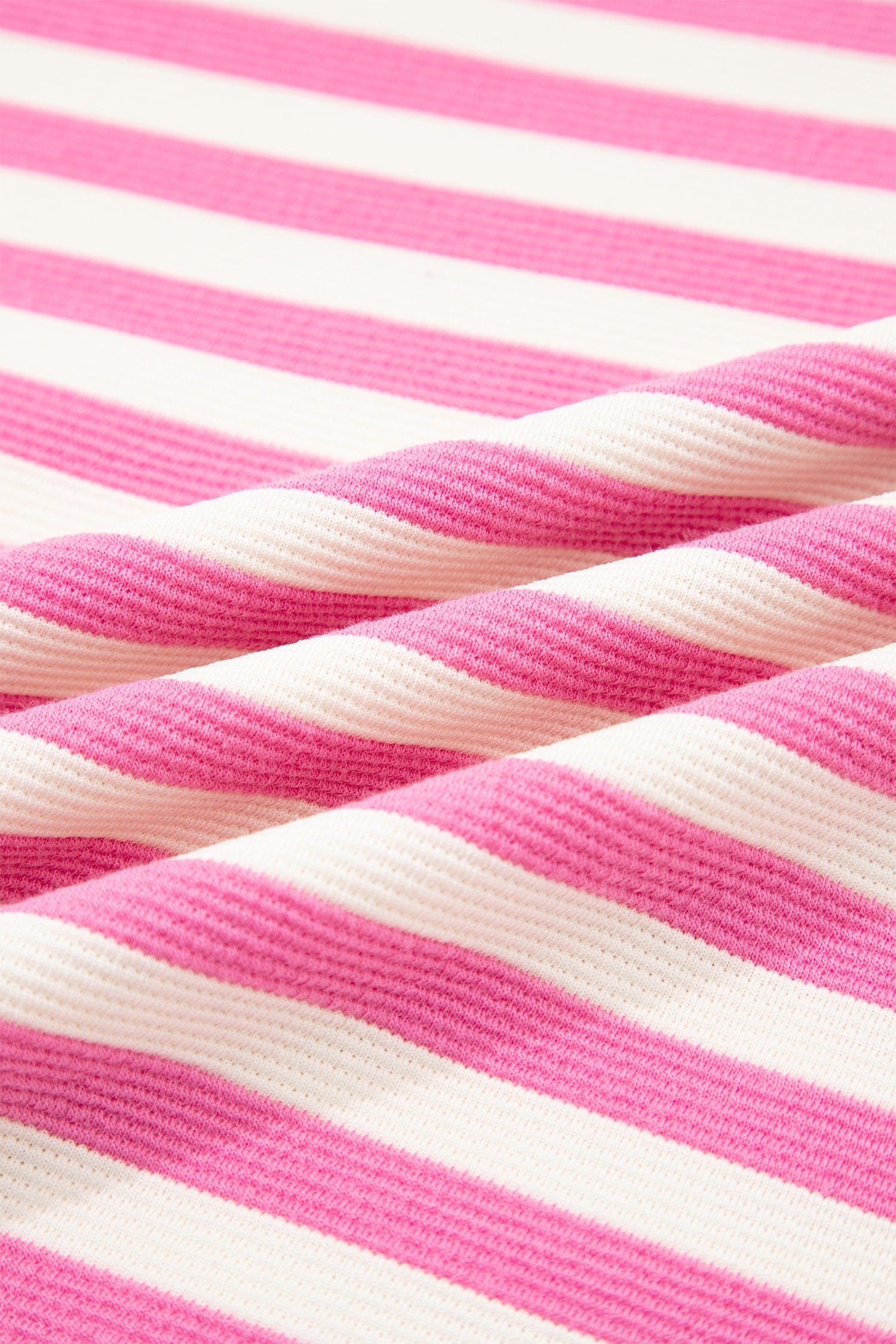 Matilda Trim Short Sleeve Set - Striped Knit Loungewear in Pink