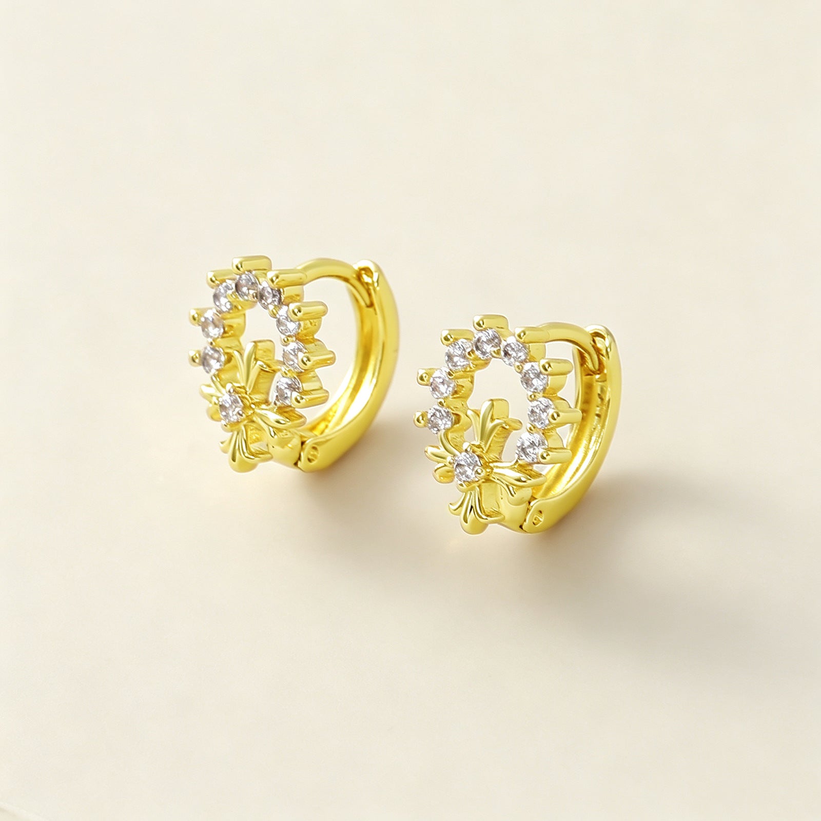 New Real Gold Plated Copper Cross Hoop Earrings Inlaid Rhinestone Light Luxury Premium Feel Jewelry Wholesale For Women