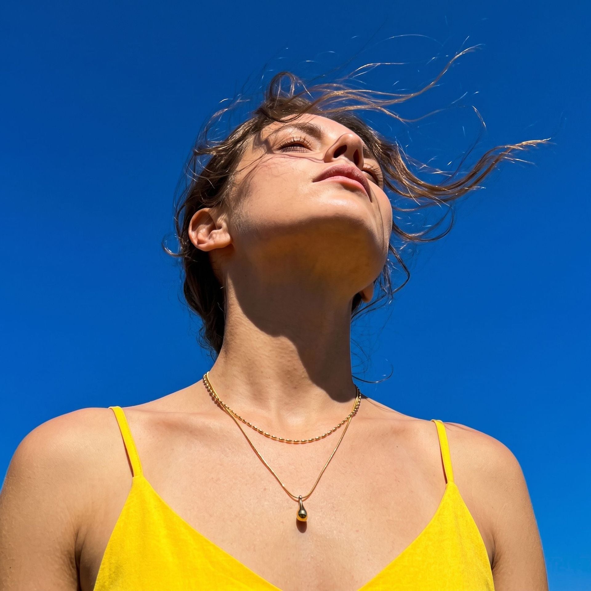 Fashion Double Layer Teardrop Necklace For Women, Niche Designed Ins Cool Vibe Minimalist Elegant Stackable Collarbone Chain