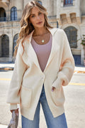 Solid Lapel Collar Single Button Sweater Cardigan
