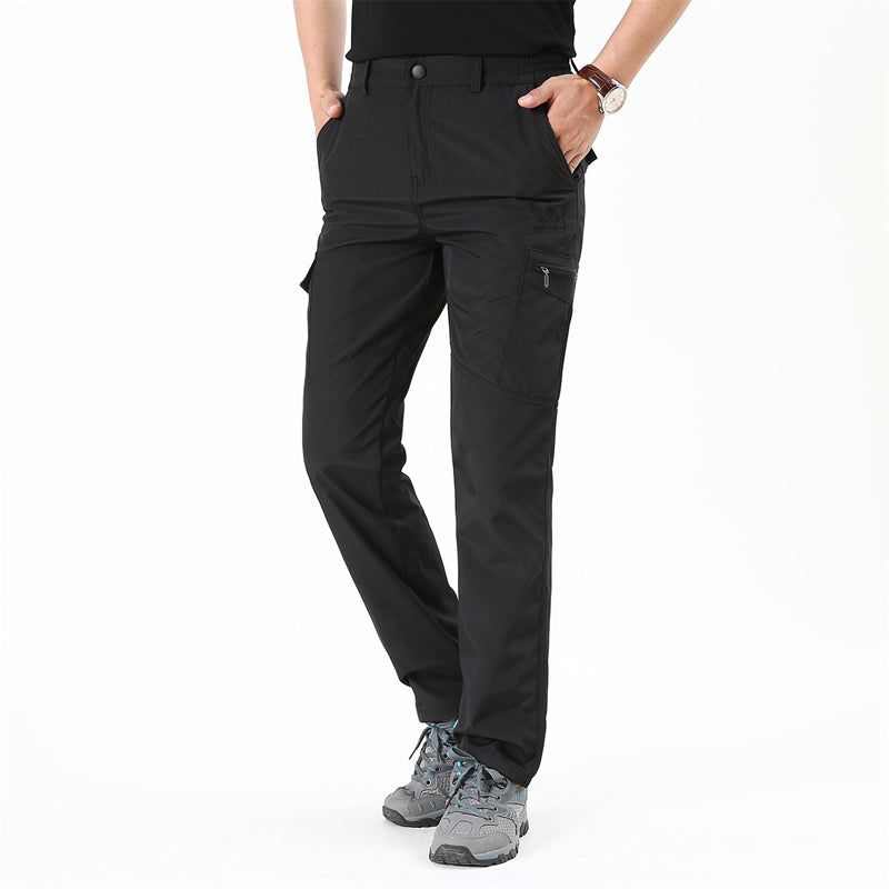 All Seasons Men's Solid Cargo Pants for Outdoor Use