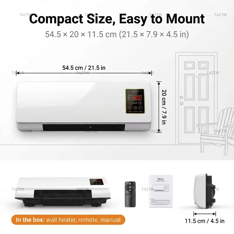 1200W Wall-Mounted Heater and Fan Combo with Remote