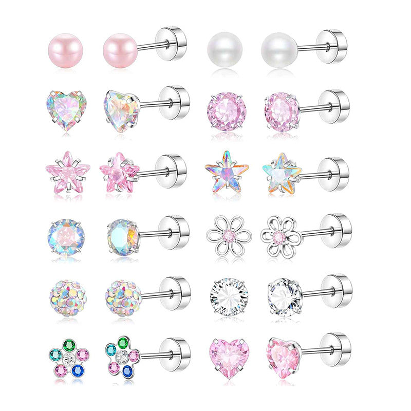 Stainless Steel Five-pointed Star Ear Bone Stud High-end Screw-back Earring