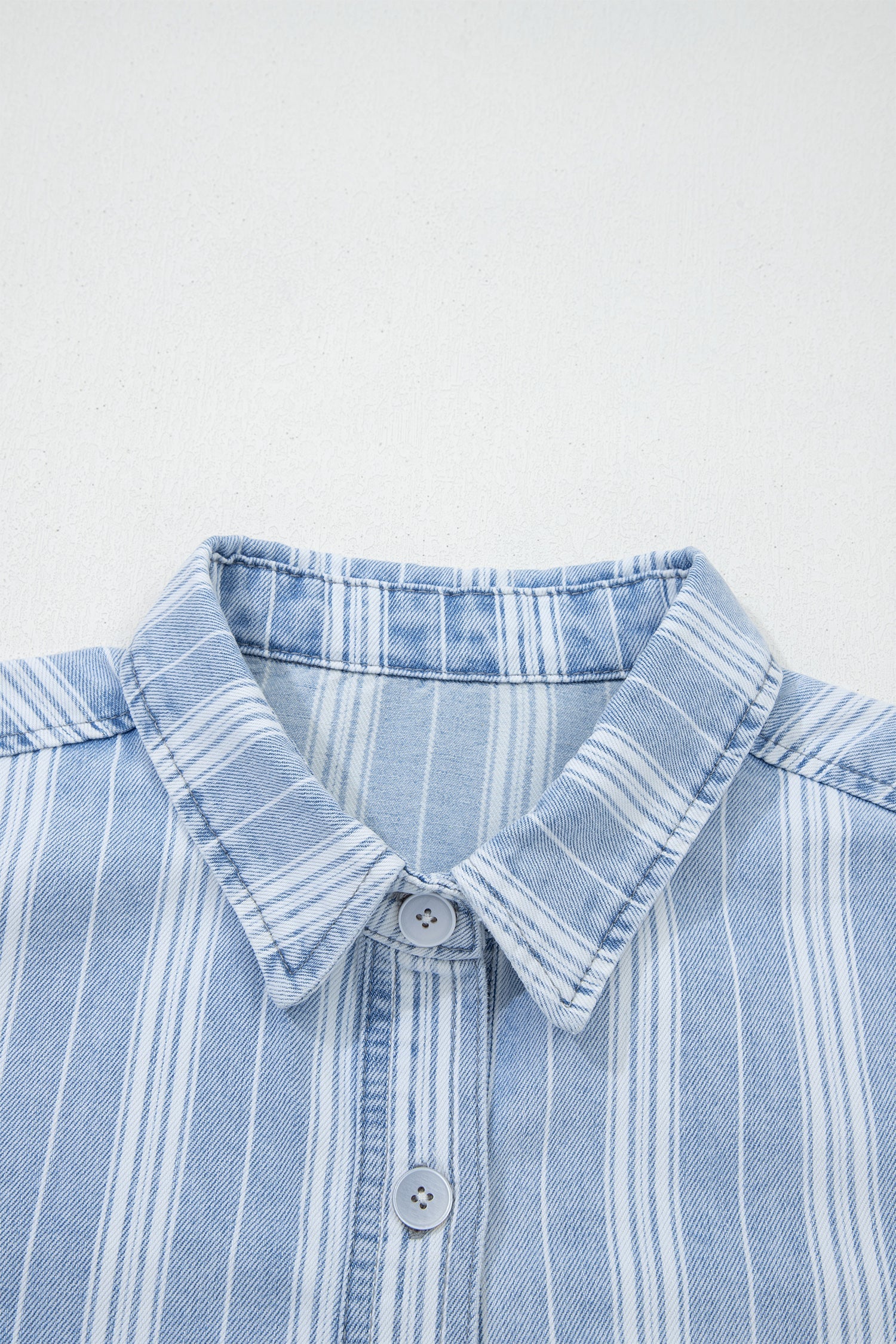 Stripe Boyfriend Denim Shacket | Oversized Chest Pocket Shirt