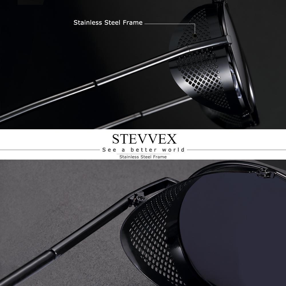 Steampunk Round Polarized Sunglasses with UV400 Protection