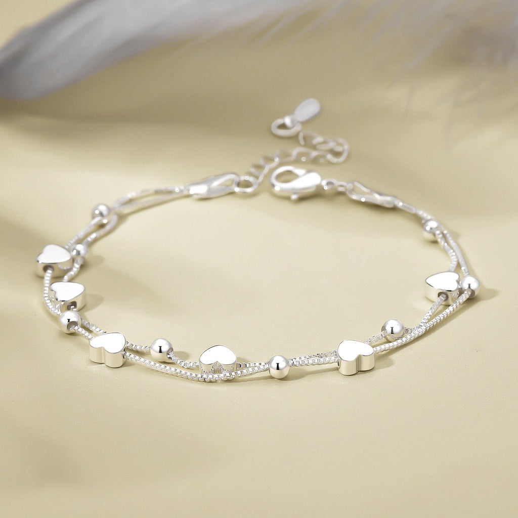 Double-layered Heart Bead Bracelet