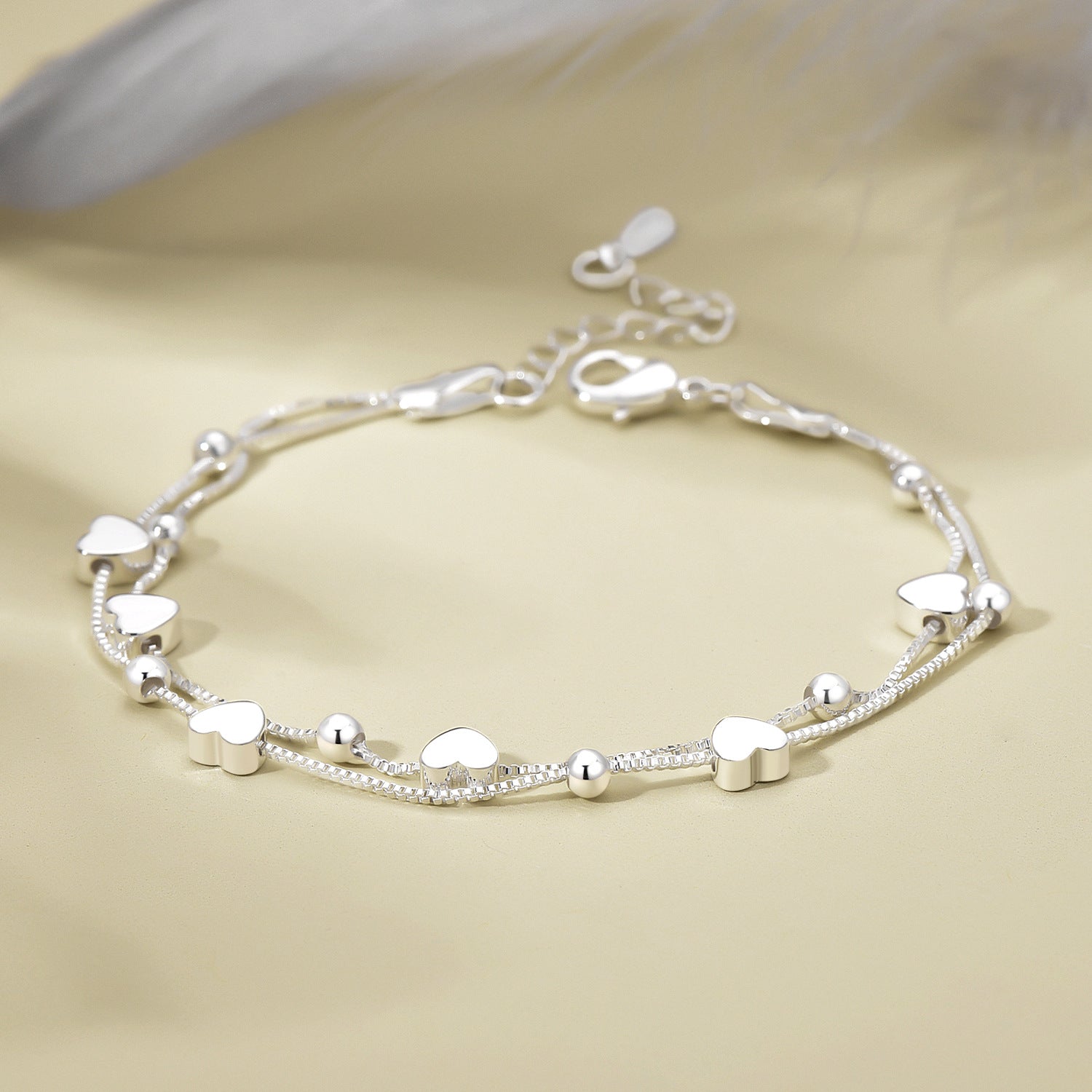 Double-layered Heart Bead Bracelet
