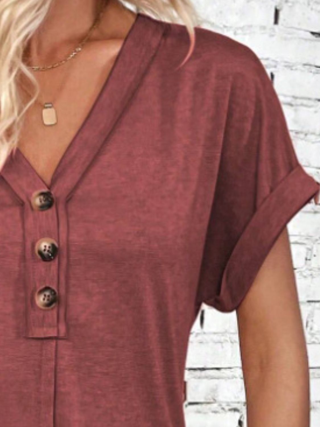 V-Neck Short Sleeve Button-Front Dress for Casual and Office Wear