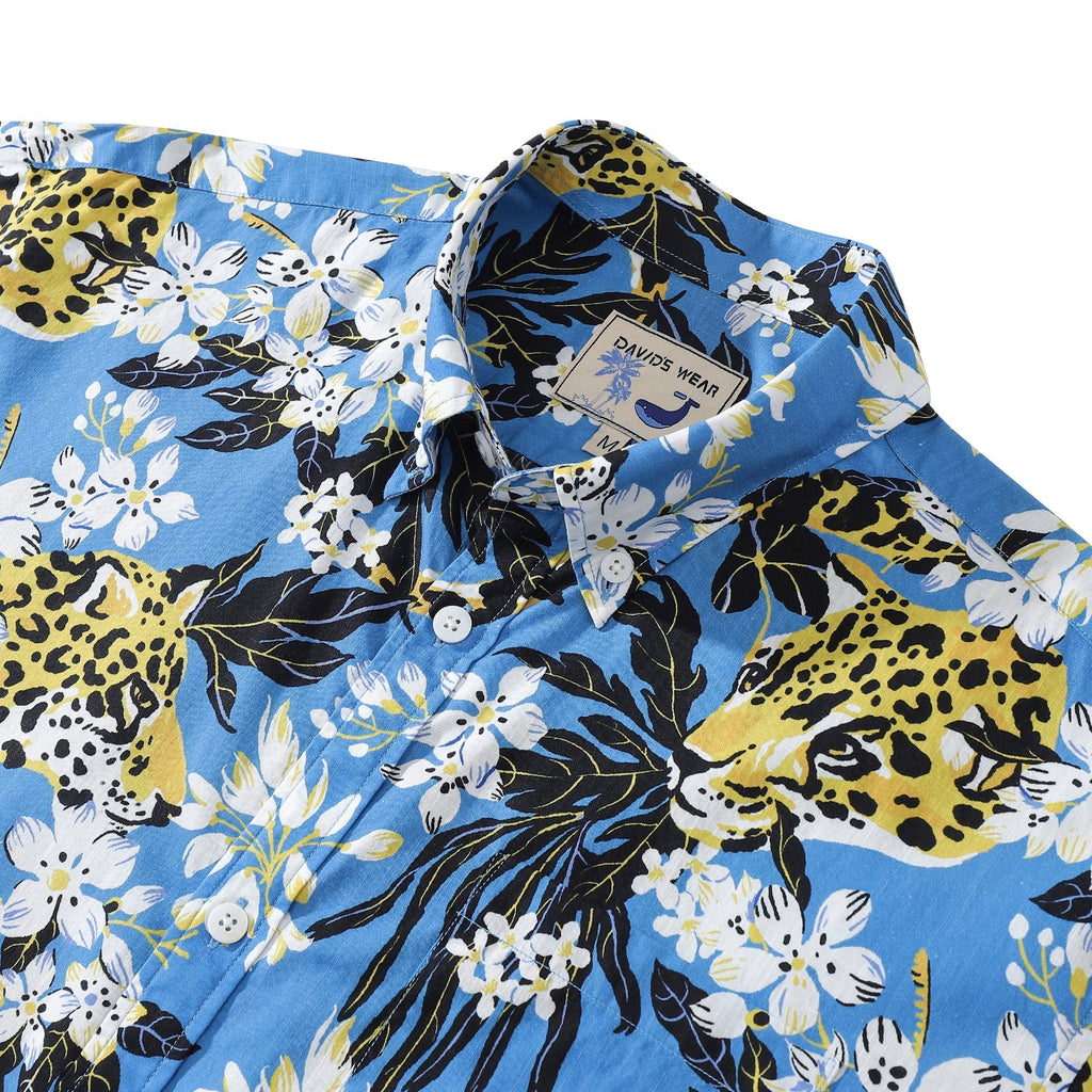 1930s Vintage Hawaiian Shirt Men's Leopard Print Cotton Top
