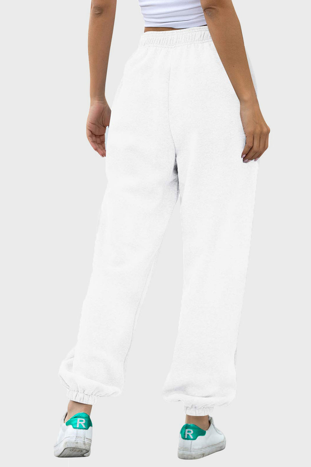 Women's Black Elastic Waist Jogger Pants with Side Pockets - Image 7