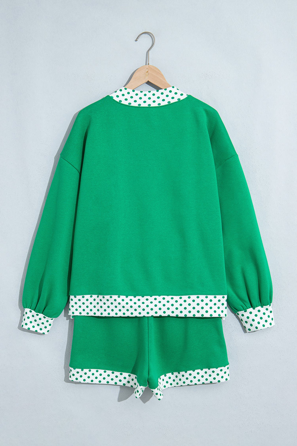 Polka Dot Contrast Trim Sweatshirt & Shorts Set