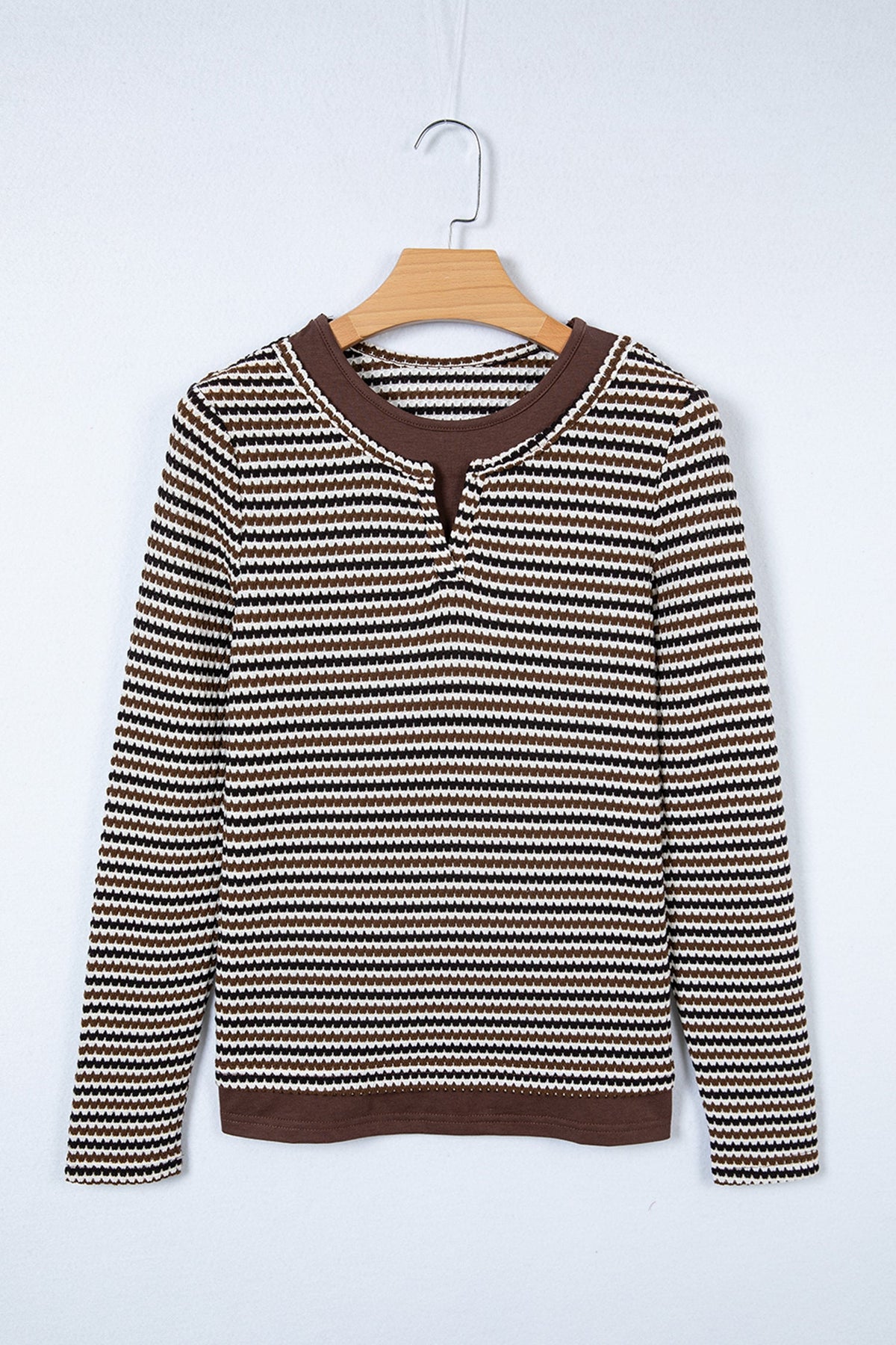 Stripe Textured Knit Long Sleeve T-Shirt