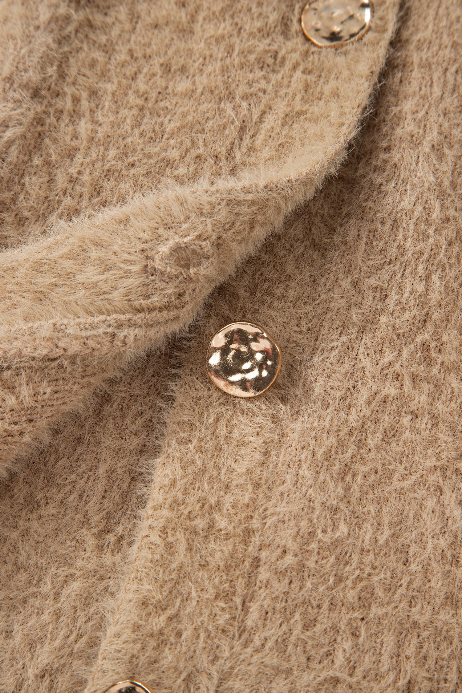 Solid Fuzzy Button-Front Cardigan