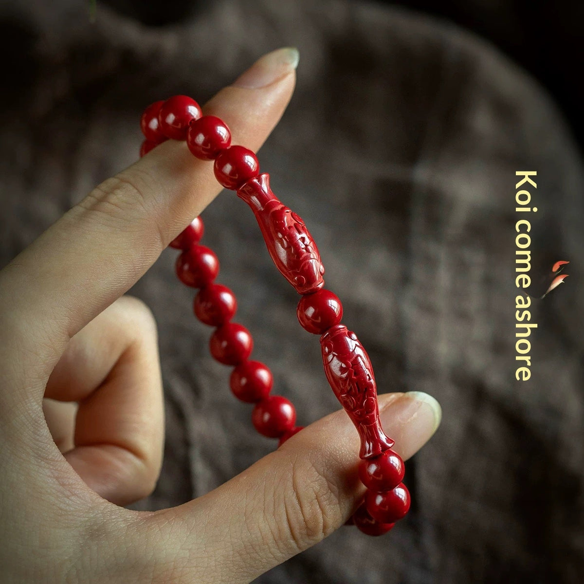 Cinnabar And Gold Sand Fortune-Bringing Bracelet