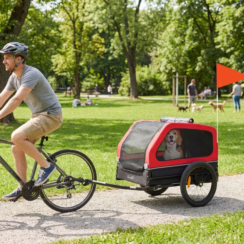 Dog Bike Trailer for Small & Medium Dogs, Universal Bicycle Coupler, Flip-Down Ramp Tailgate