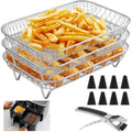 Air Fryer Rack Accessories for Ninja Basket 3 Layers 304 Stainless Steel Stackable Bacon Air Fryer Accessories for Ninja AF300UK Salter/Instant/EMtronics Double Drawer with Clip