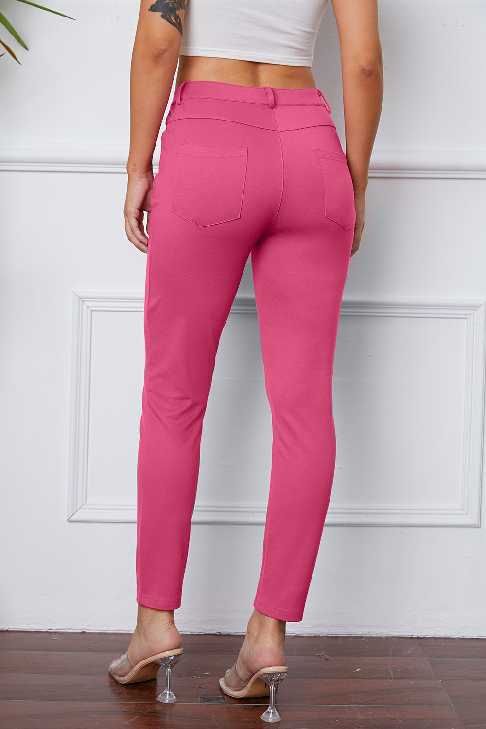 High Waist Stretchy Rayon Blend Pants