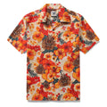 Designer Tiki-inspired floral Hawaiian shirt with camp collar