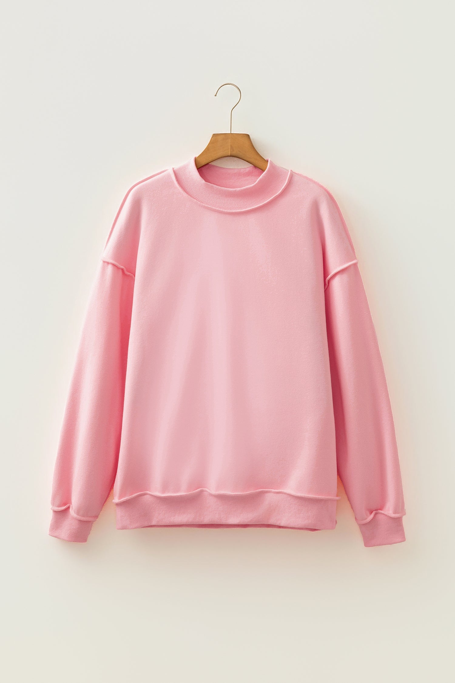 Bright Green Oversize Drop Shoulder Reversible Mock Neck Sweatshirt