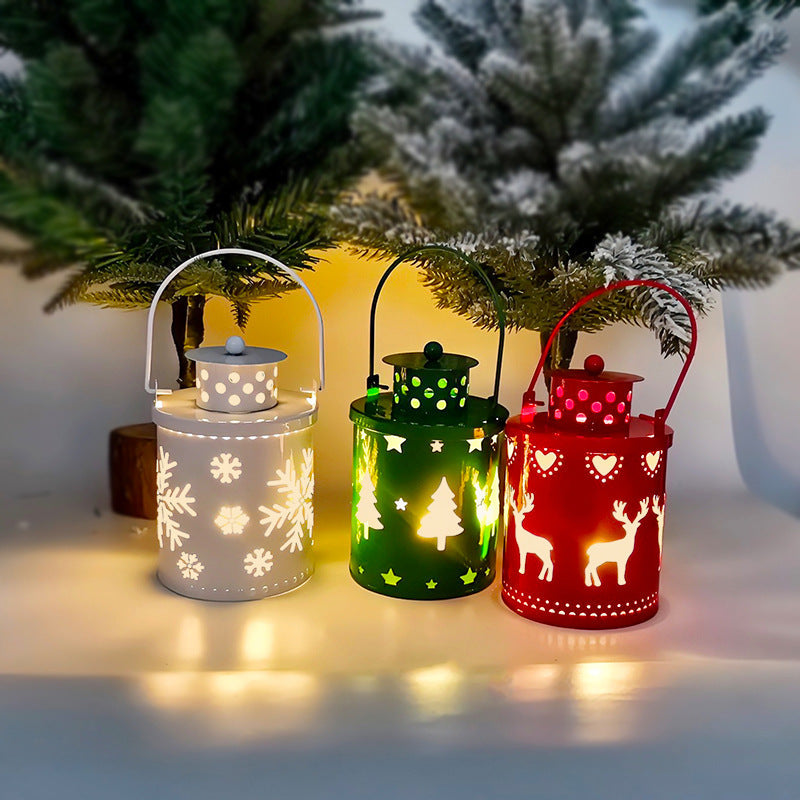Nordic style LED lantern with flickering candle light for holiday Christmas home decor