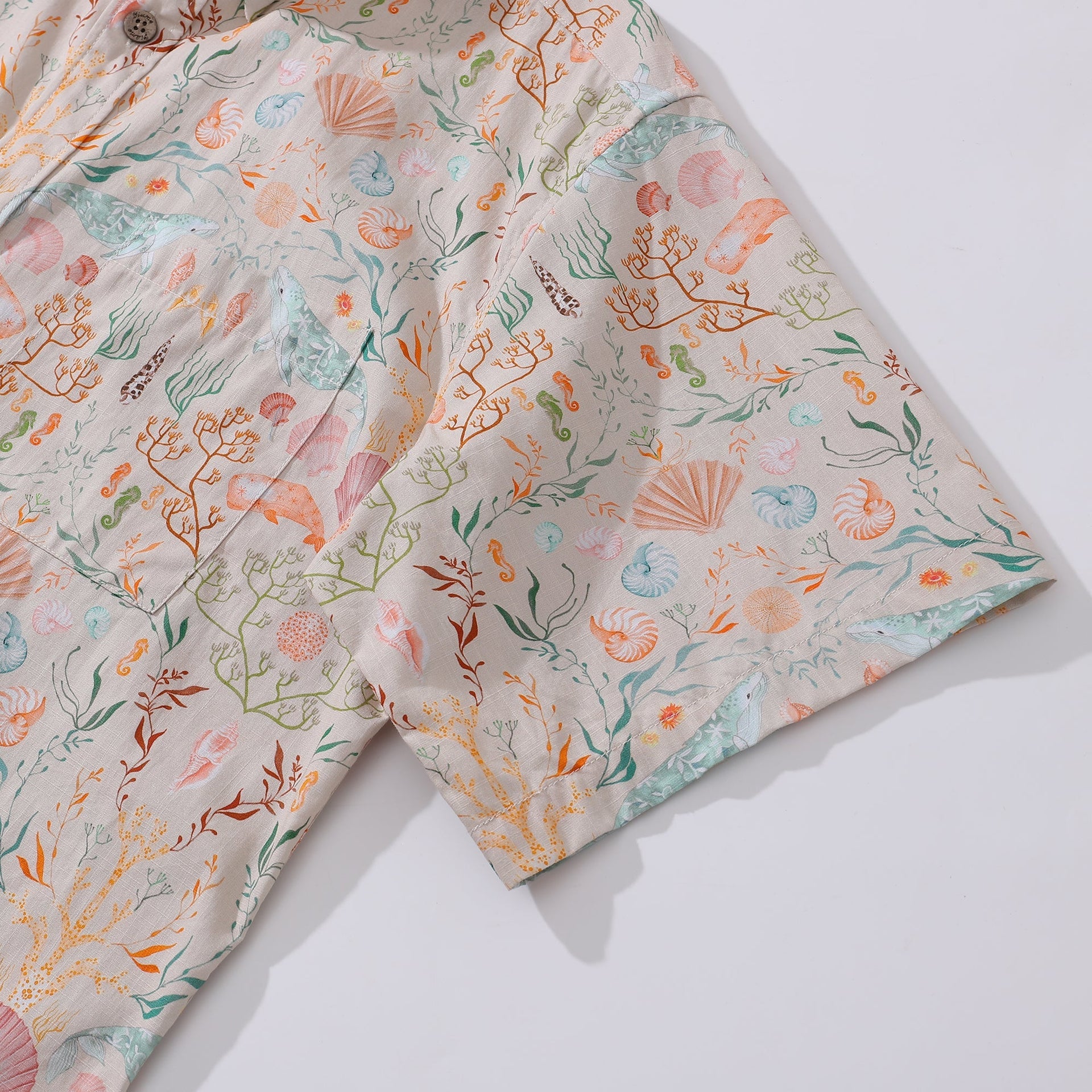 Ocean Dream Coastal Print Men’s Hawaiian Cotton Aloha Shirt