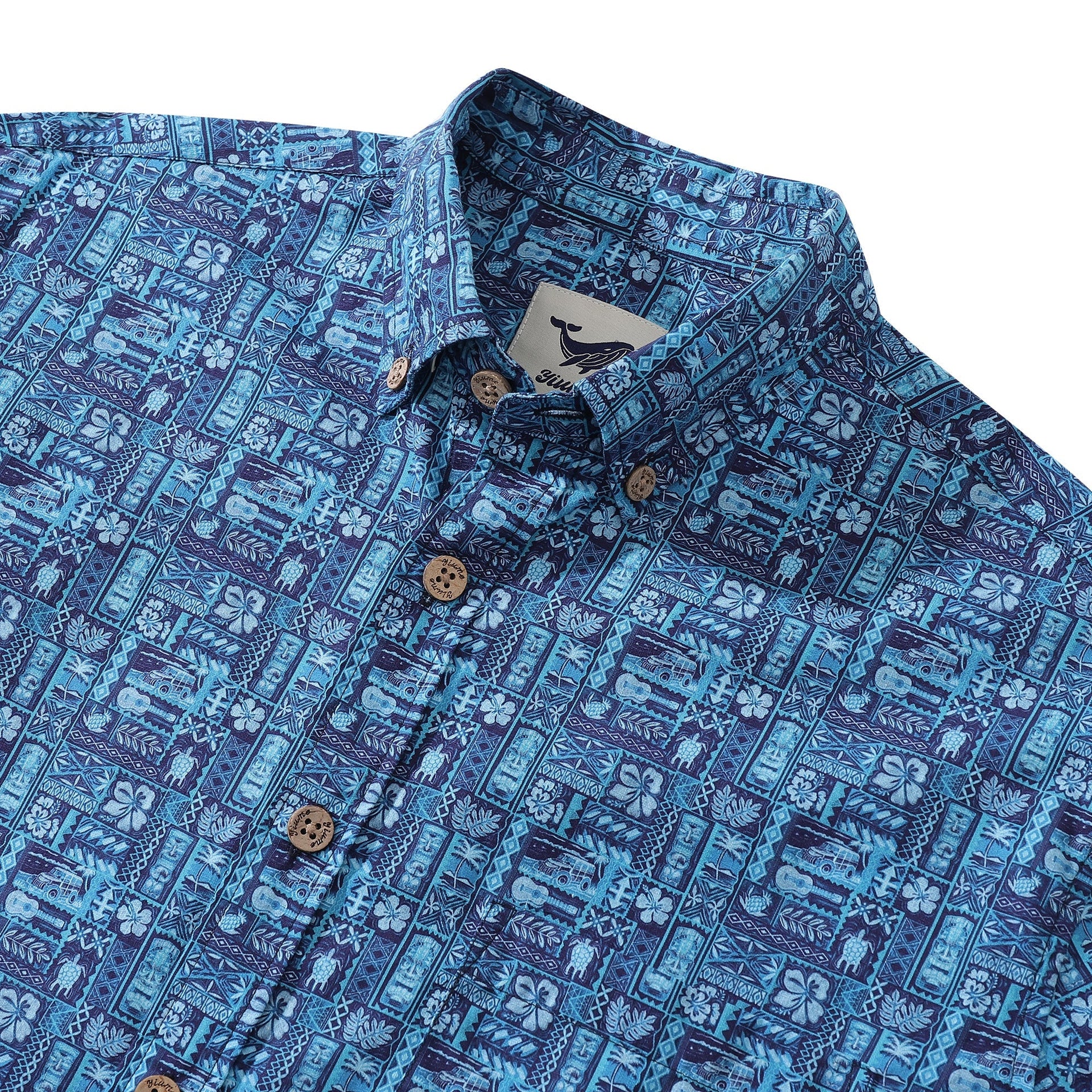 Men's TIKI Paradise Long Sleeve Cotton Button-Down Aloha Shirt