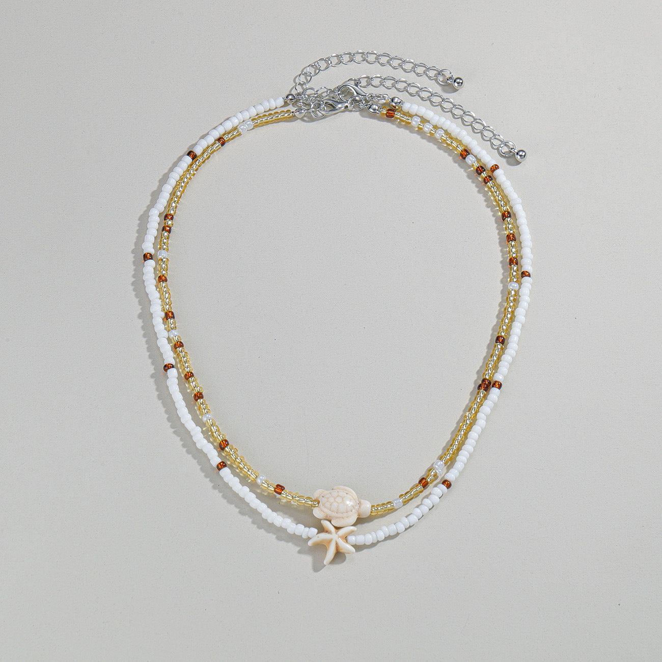 Cross-border Fashion Ocean-Style Turquoise Starfish Turtle Seed Bead Necklace