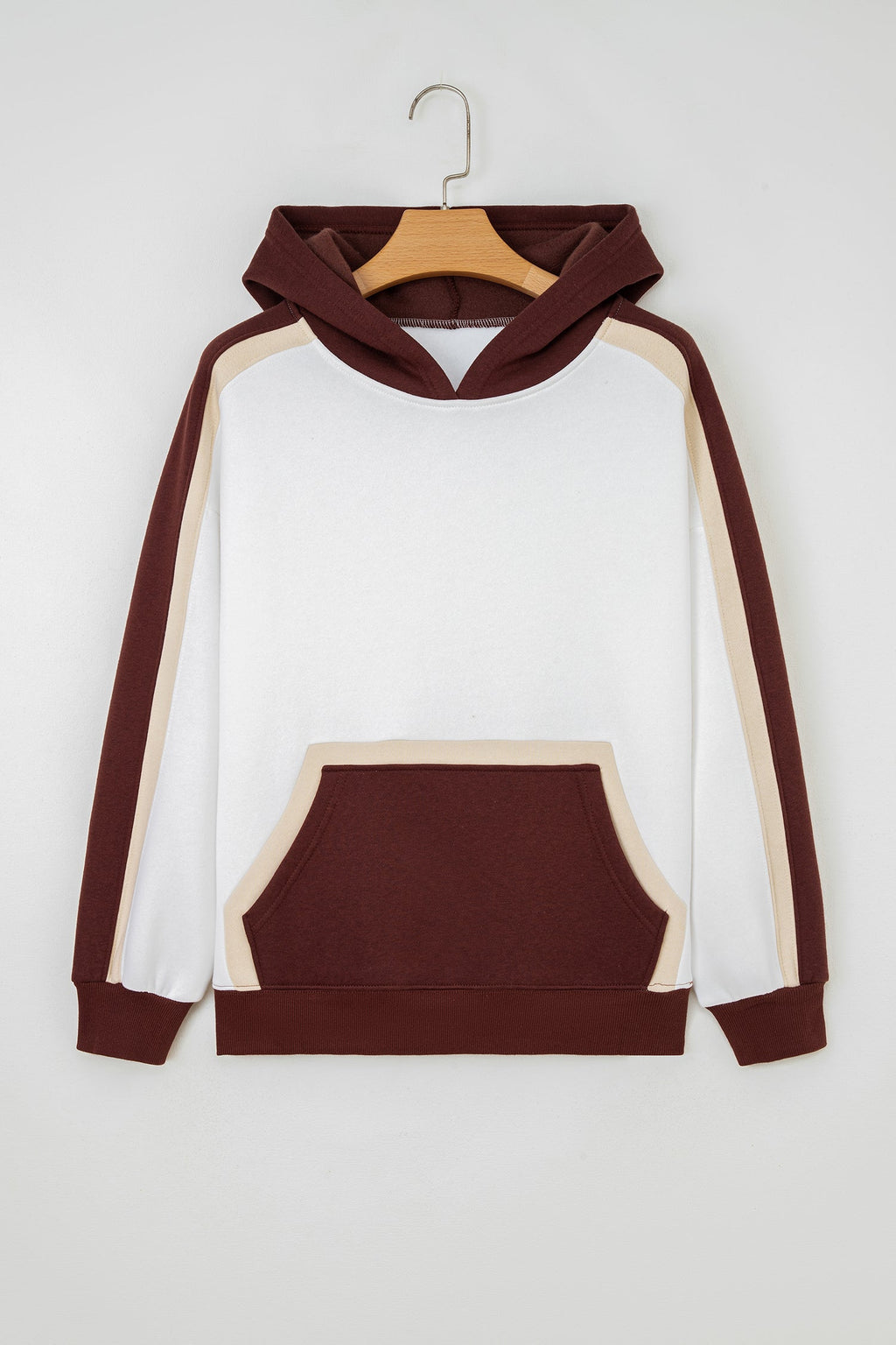 Colorblock Patchwork Kangaroo Pocket Hooded Sweatshirt